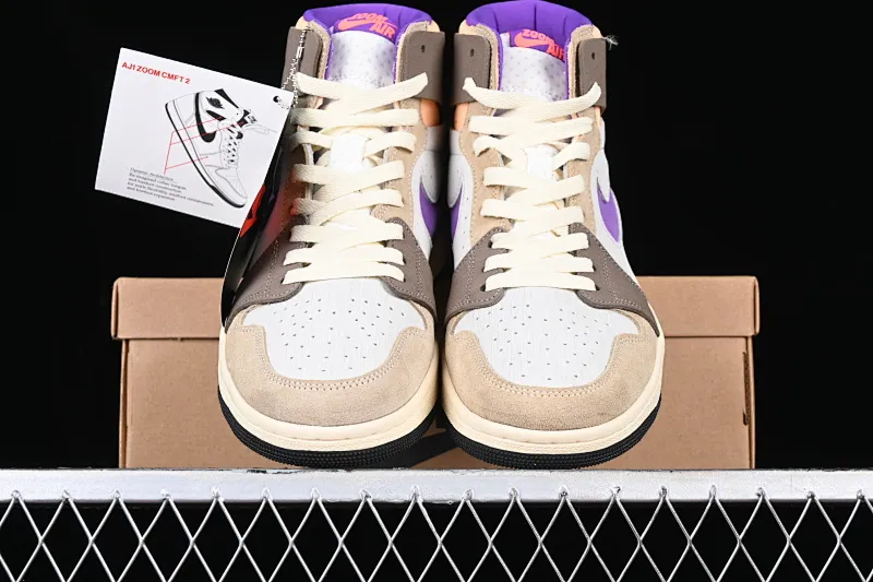 All categories Air Jordan Jordan series basketball shoes Air Jordan 1 High Air Jordan 1 Zoom CMFT AJ1 Joe 1 gray and purple color matching DV1307-205